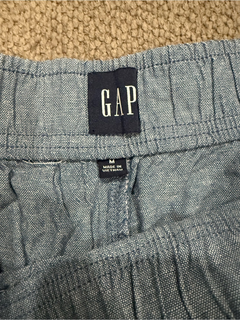 GAP Linen Blend Chambray Drawstring Shorts Women's Medium Blue Casual - Picture 2 of 6